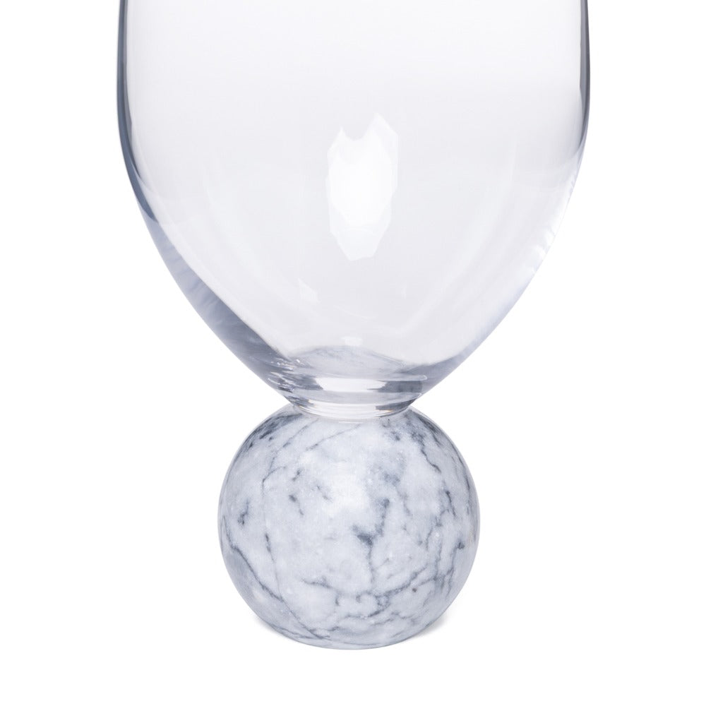 Jogo 2pcs Taças para Vinho em mármore branco e cristal - 520ml
