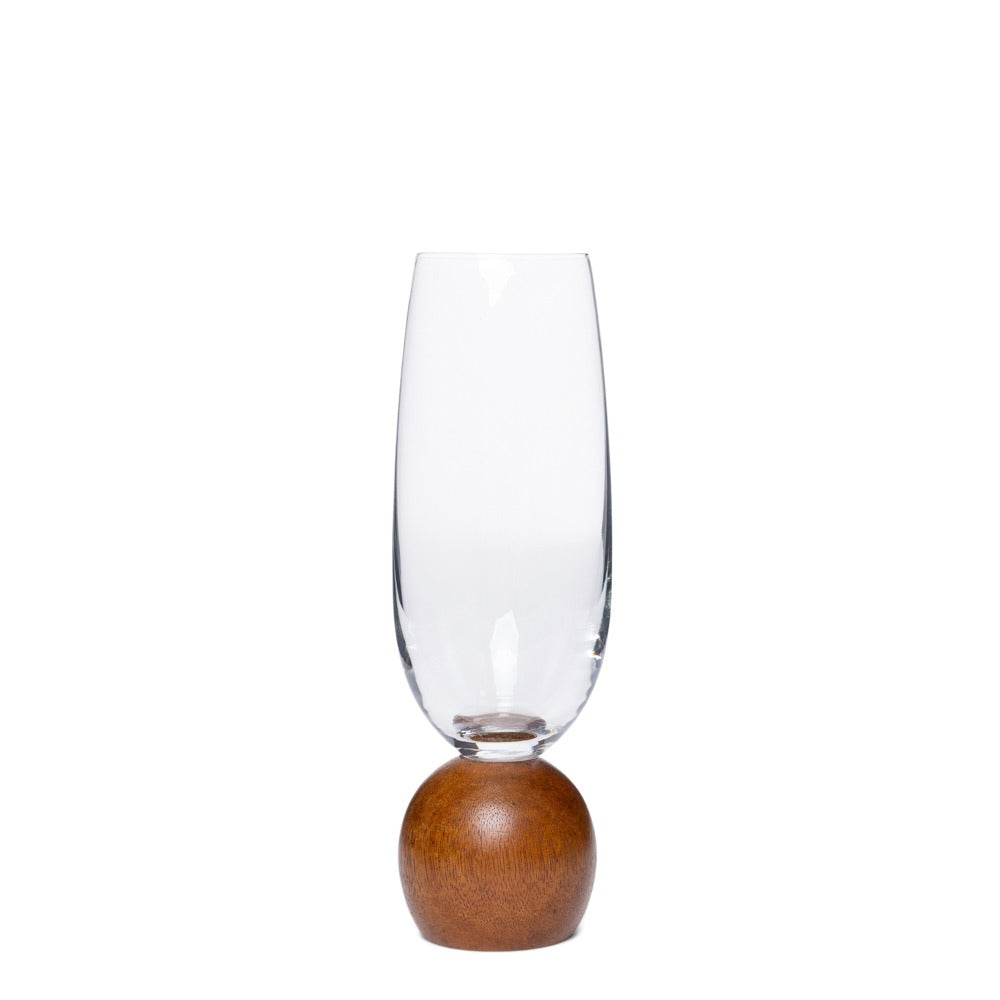Jogo 2pcs Taças para Espumante em madeira acácia e cristal - 210ml