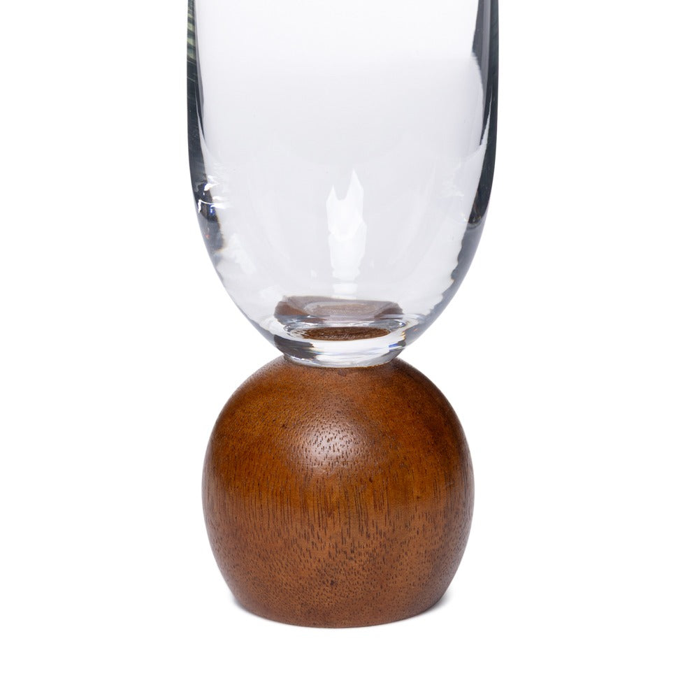 Jogo 2pcs Taças para Espumante em madeira acácia e cristal - 210ml