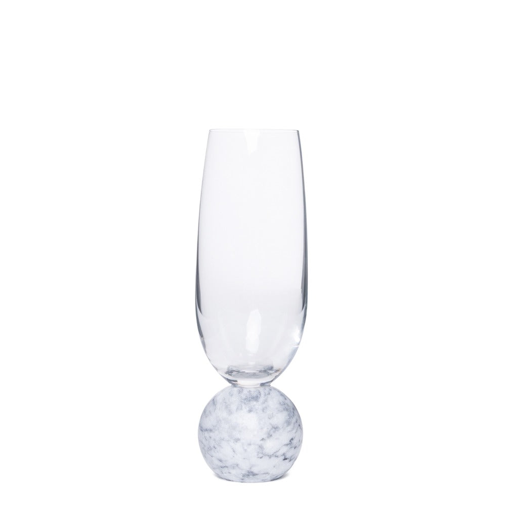 Jogo 2pcs Taças para Espumante em mármore branco e cristal - 210ml