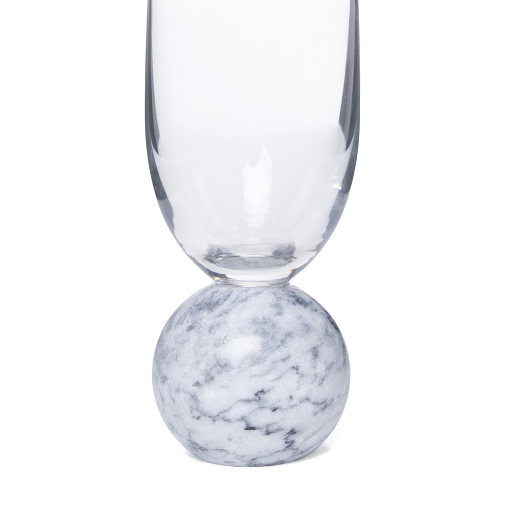 Jogo 2pcs Taças para Espumante em mármore branco e cristal - 210ml
