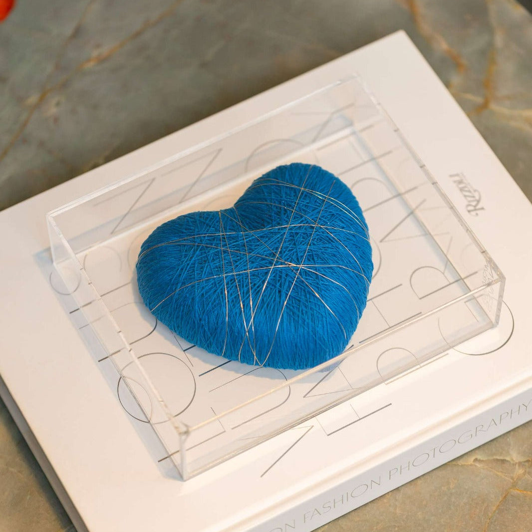 Coração Entrelaçado - Azul escuro G-20X16X5cm
