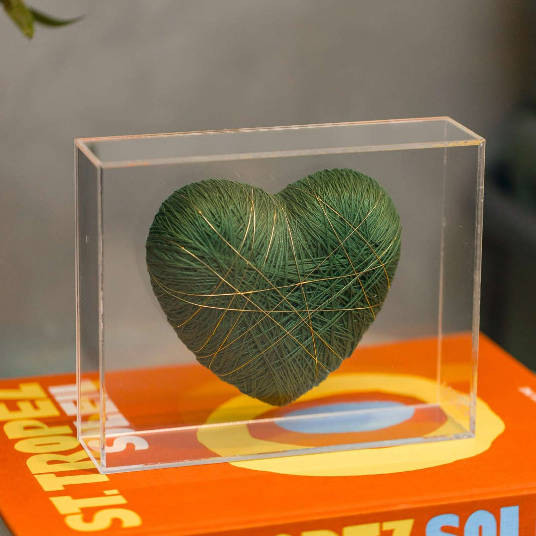 Coração Entrelaçado - Verde G-20X16X5cm