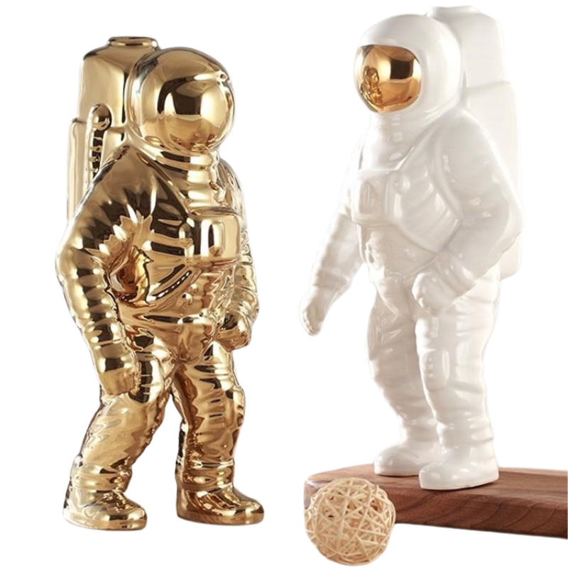 Vaso escultura Astronauta - cerâmica esmaltada