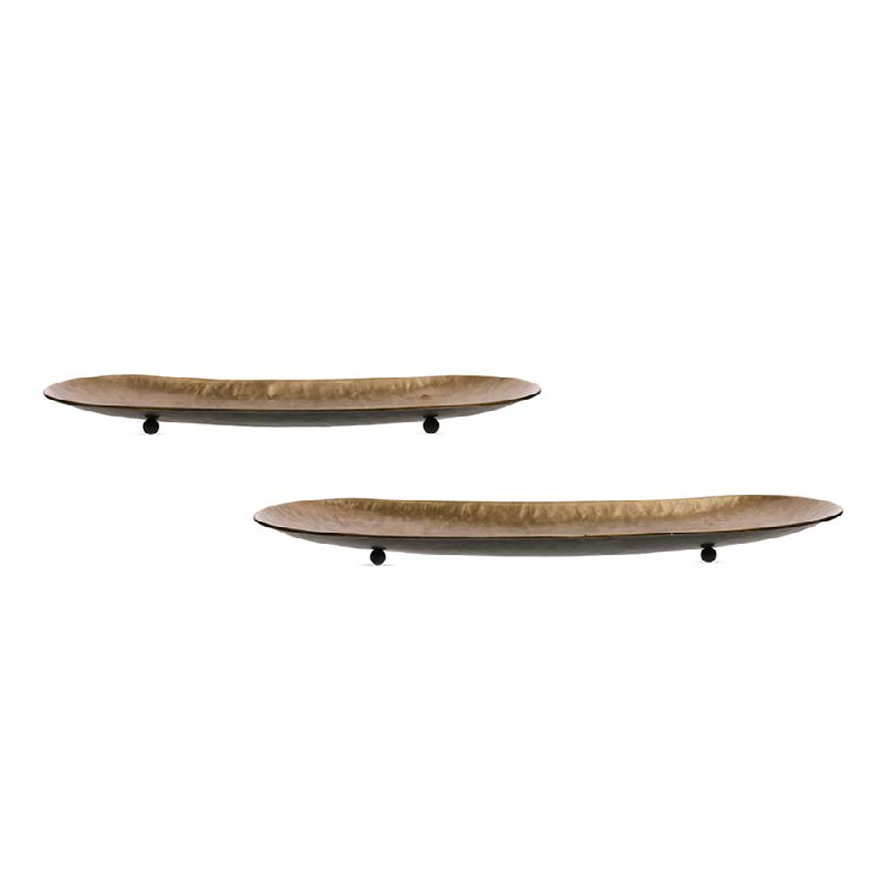 Jogo 2pcs Bandejas em metal bronze