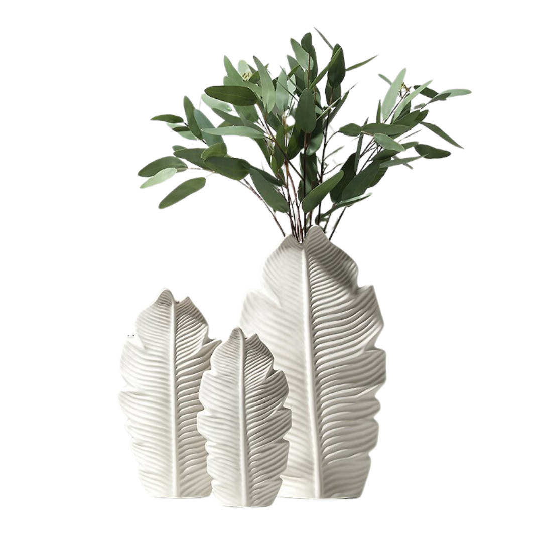 Vasos em cerâmica Folha - 03 Tamanhos