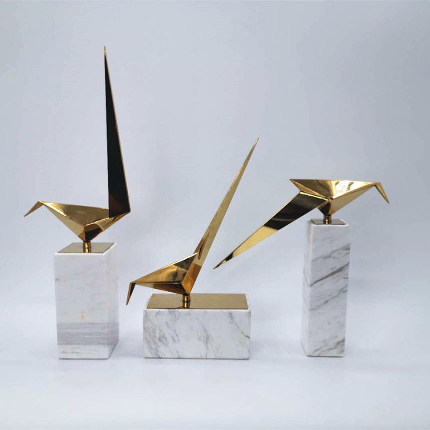 Esculturas em metal Bird - *base em mármore