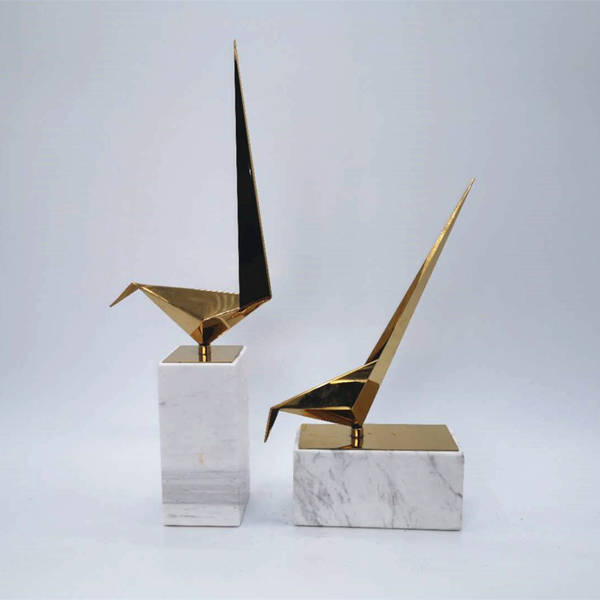 Esculturas em metal Bird - *base em mármore