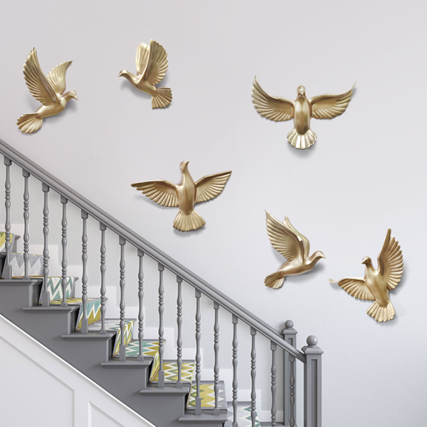 Esculturas de parede em resina Birds - Jogo 6pcs