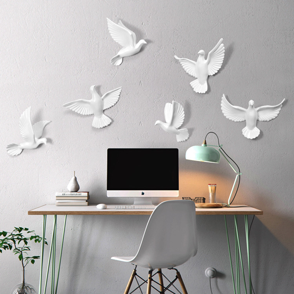 Esculturas de parede em resina Birds - Jogo 6pcs