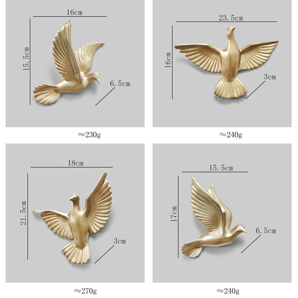 Esculturas de parede em resina Birds - Jogo 6pcs