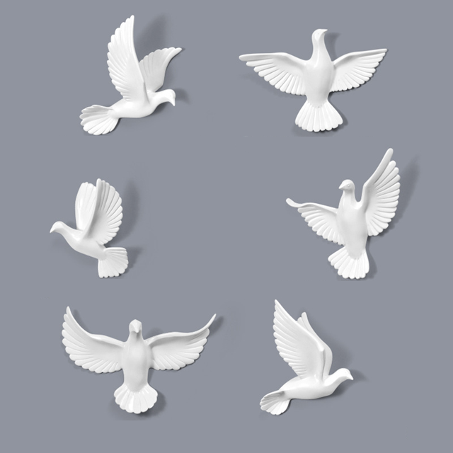 Esculturas de parede em resina Birds - Jogo 6pcs