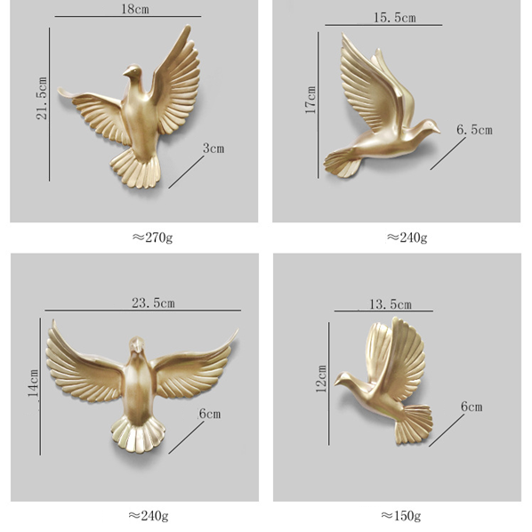 Esculturas de parede em resina Birds - Jogo 6pcs