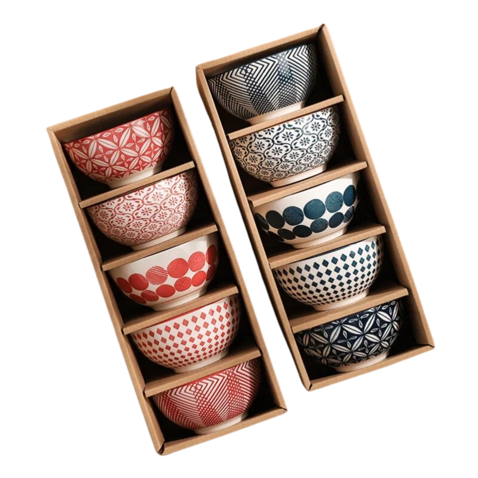 Jogo 5pcs Bowls em porcelana - pintados a mão design italiano