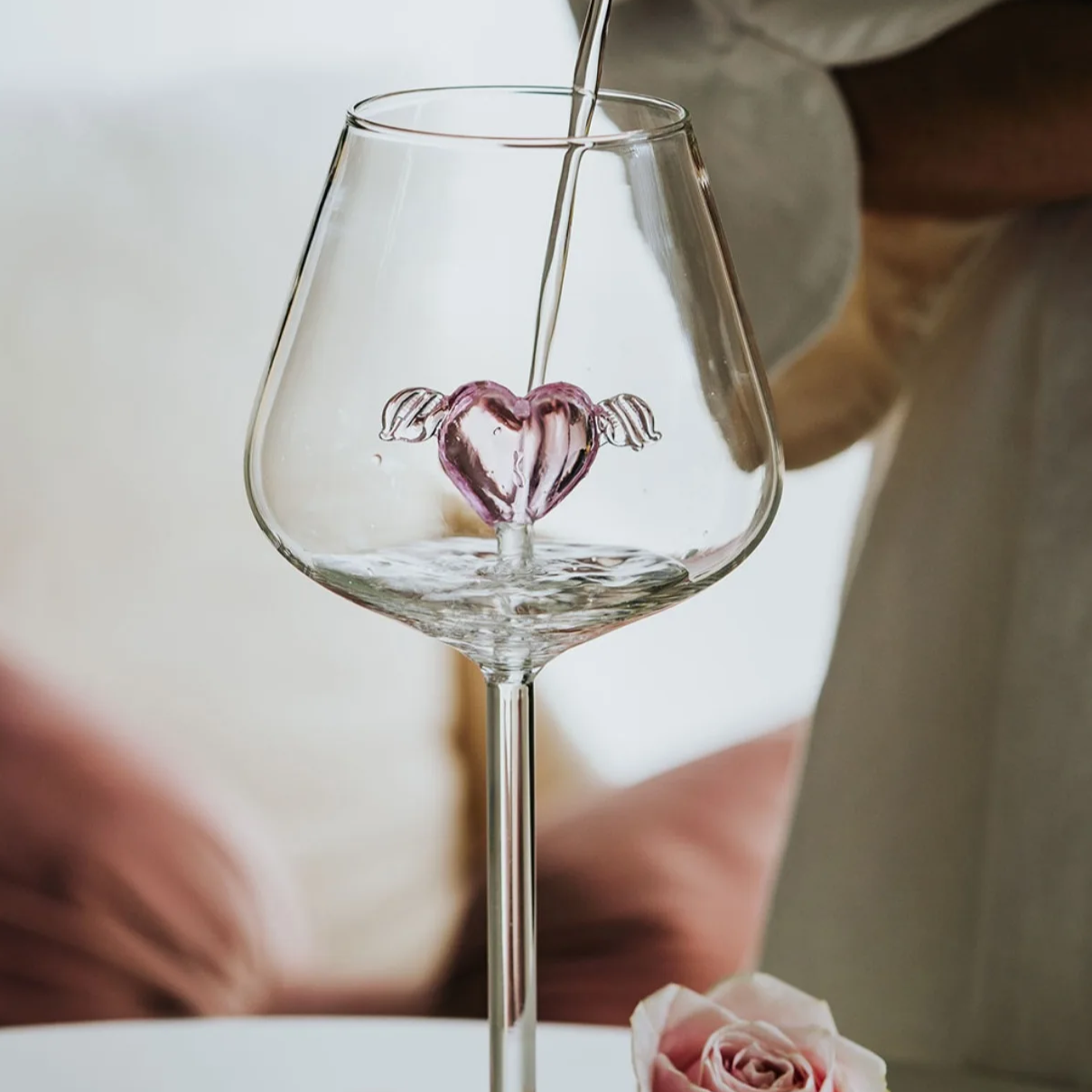Taças coração em vidro