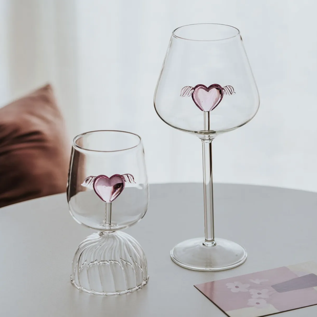Taças coração em vidro
