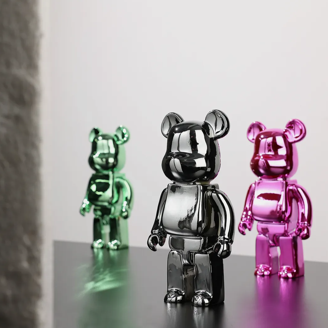 Escultura decorativa Bricks Cromados - toy art