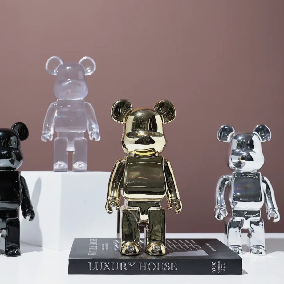 Escultura decorativa Bricks Cromados - toy art