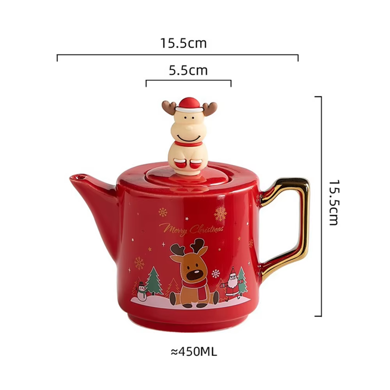 Bule + Xícaras Natal - Jogo 3 ou 5pcs