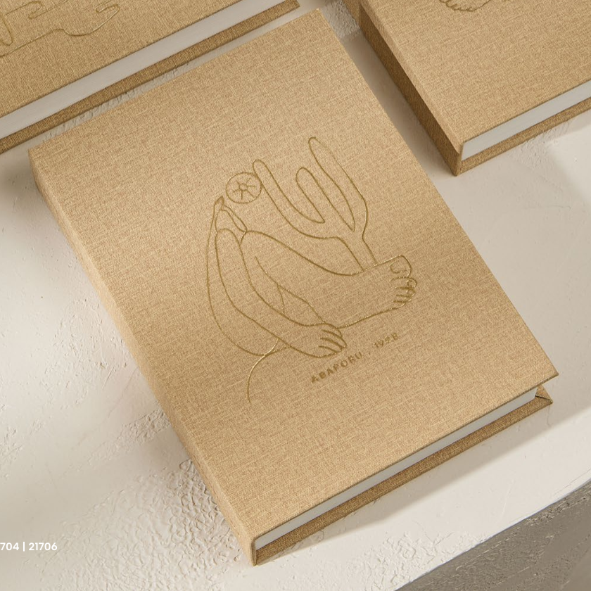 Livro caixa em mdf e pu linho Tarsila - Abaporu