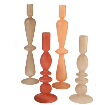 Castiçais Tons Terrossos - vidro fosco