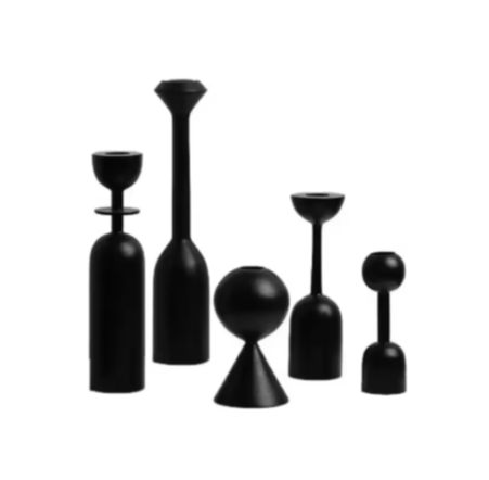 Castiçais geométricos em madeira - Jogo 5pcs