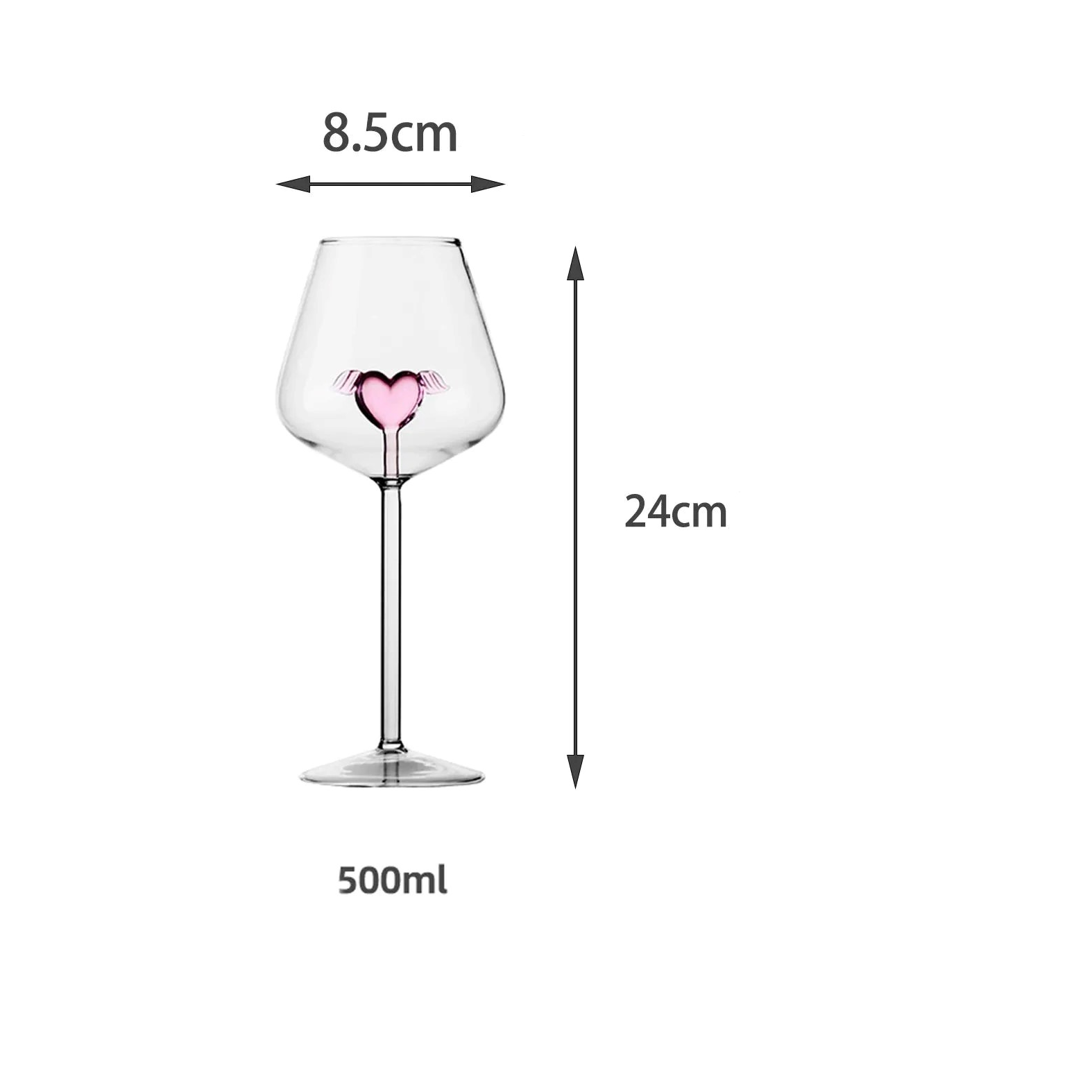 Taças coração em vidro