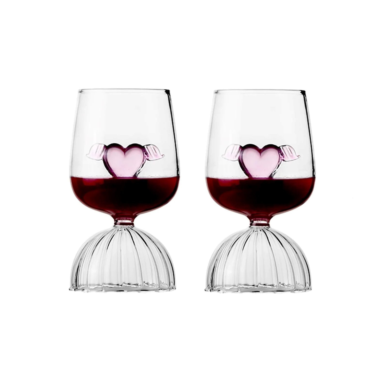 Taças coração em vidro