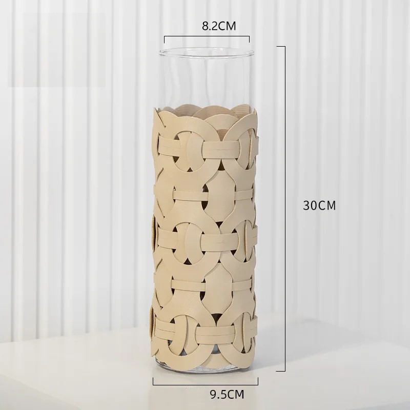 Vasos em vidro com revestimento em couro - 02 Tamanhos