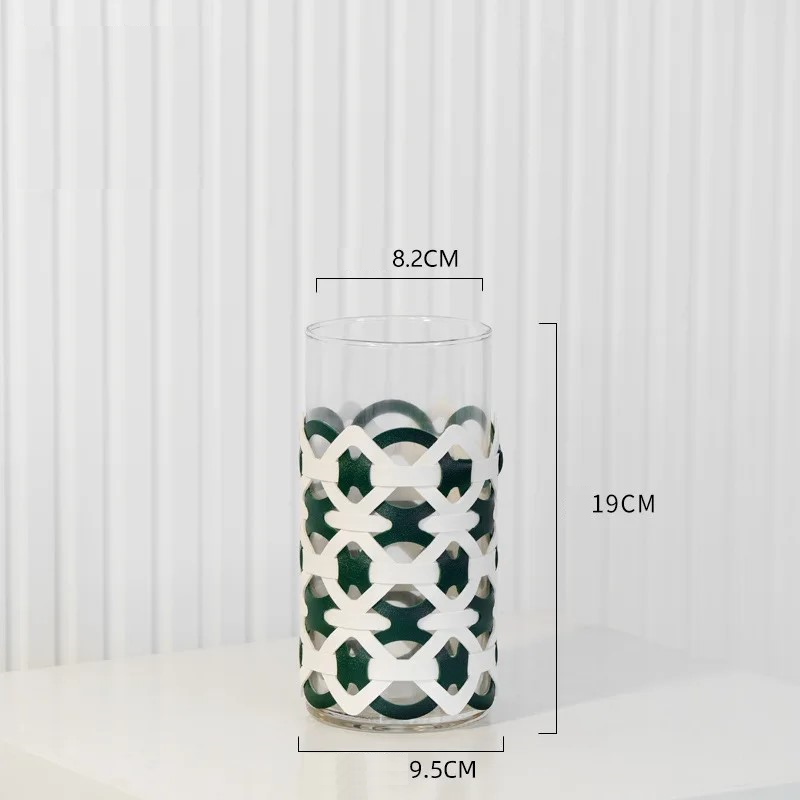 Vasos em vidro com revestimento em couro - 02 Tamanhos