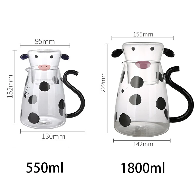 Conjunto Jarra & Copo cow - vidro resistente a altas temperaturas