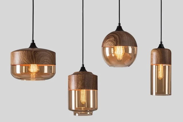 Pendentes Dalton Amadeirado - vidro ambar