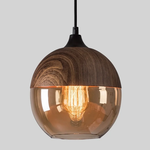 Pendentes Dalton Amadeirado - vidro ambar