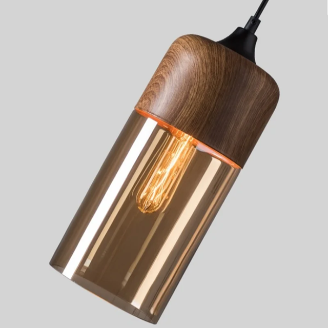 Pendentes Dalton Amadeirado - vidro ambar