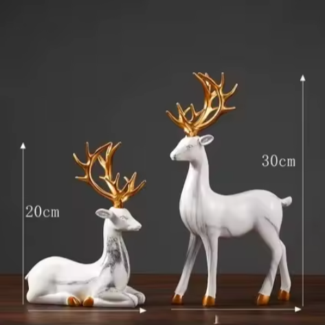 Jogo 2pcs Escultura Cristal Deer