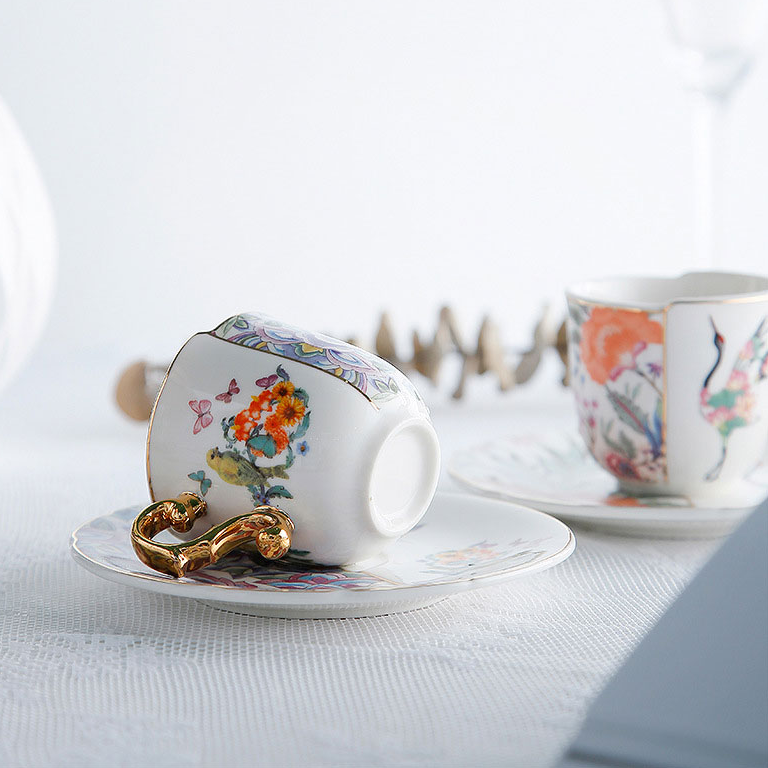 Jogo Xícara + Pires cafezinho Luxo Verona - em porcelana