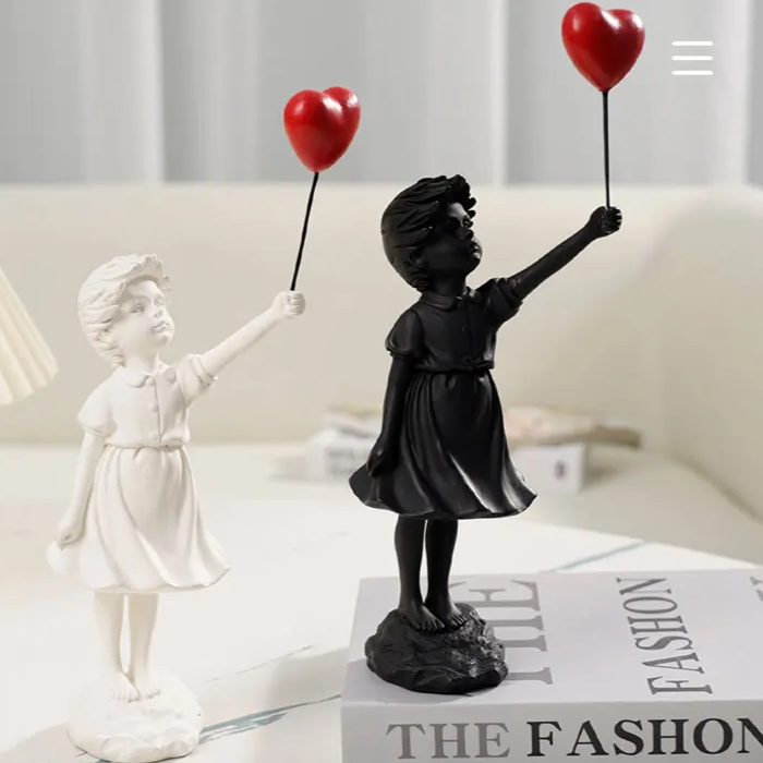 Escultura decorativa Flying Love - arte contemporânea