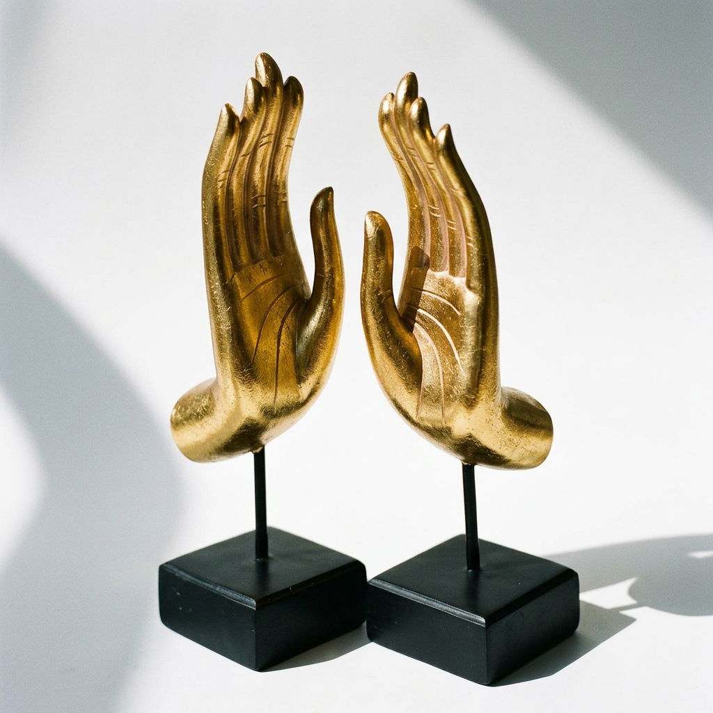 Escultura/Porta Livros Mão Áurea - em resina
