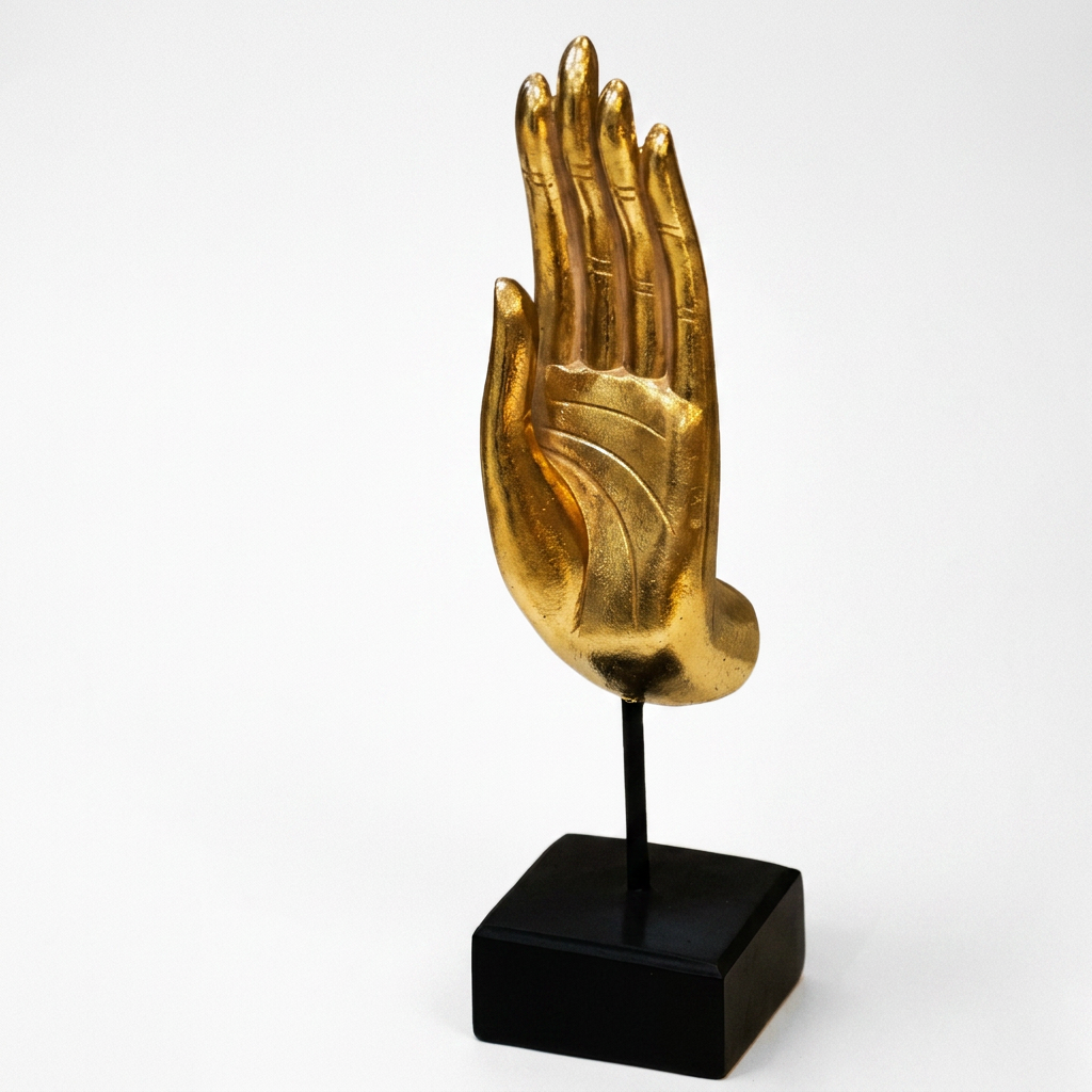Escultura/Porta Livros Mão Áurea - em resina