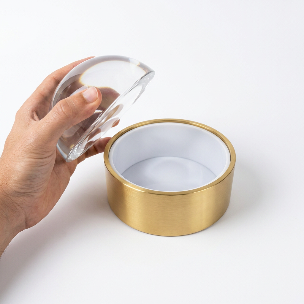 Caixa em metal com Esfera Cristal