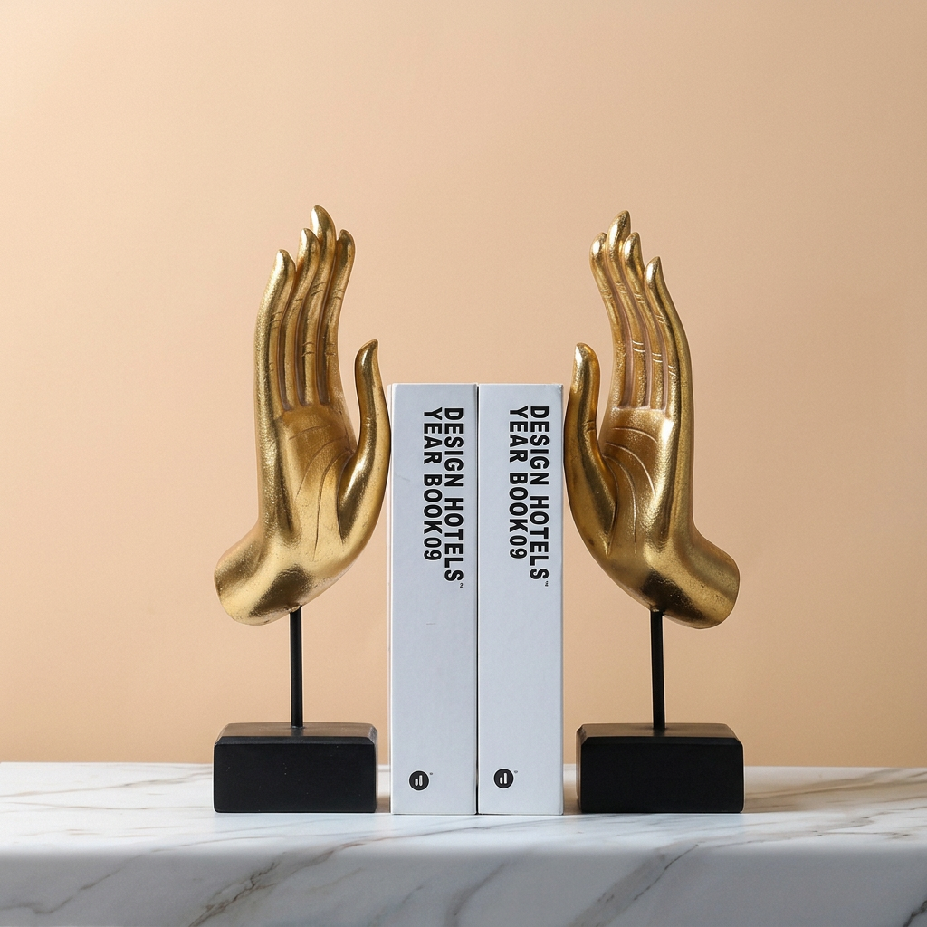 Escultura/Porta Livros Mão Áurea - em resina