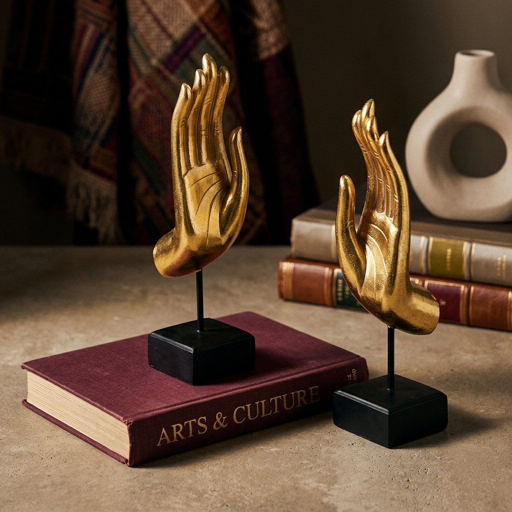 Escultura/Porta Livros Mão Áurea - em resina