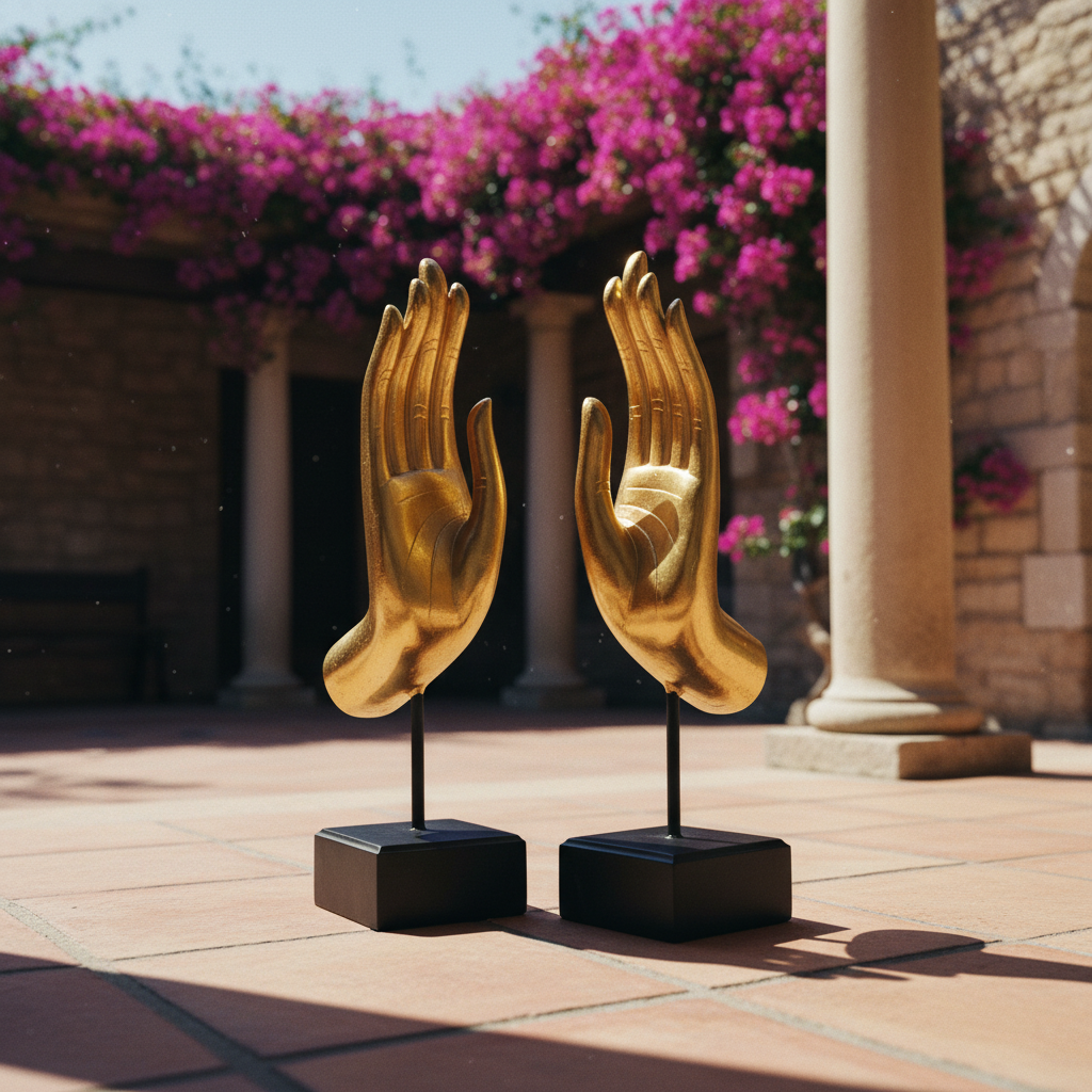 Escultura/Porta Livros Mão Áurea - em resina