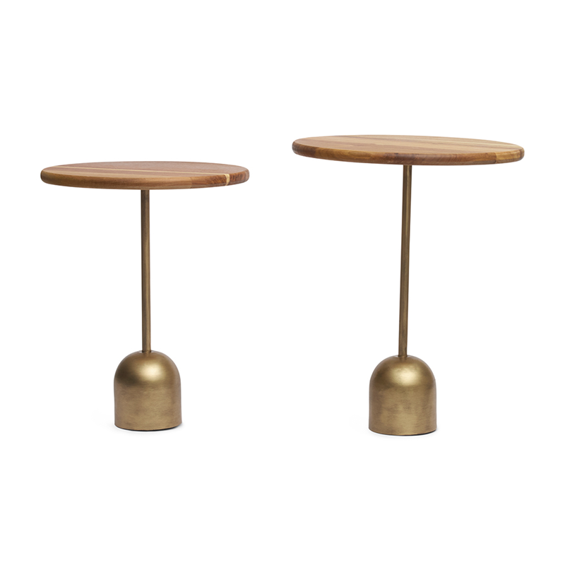 Jogo 2pcs Mesinhas em Madeira & Metal