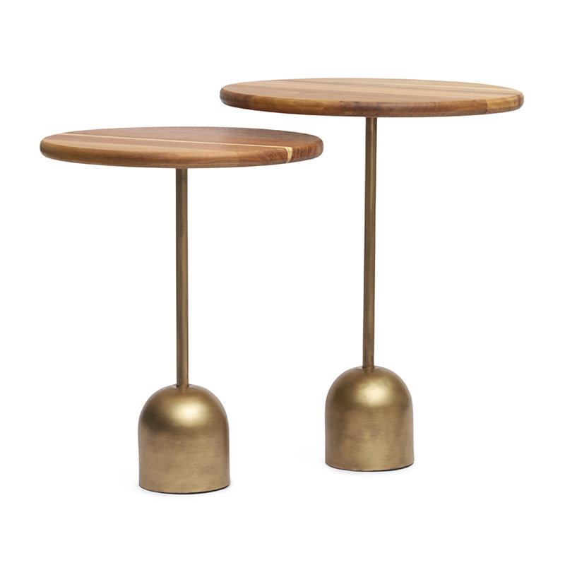 Jogo 2pcs Mesinhas em Madeira & Metal