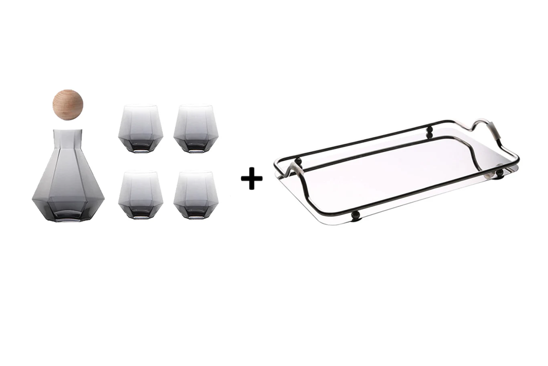 Kit 6 pcs - Jarra + Copos + Bandeja