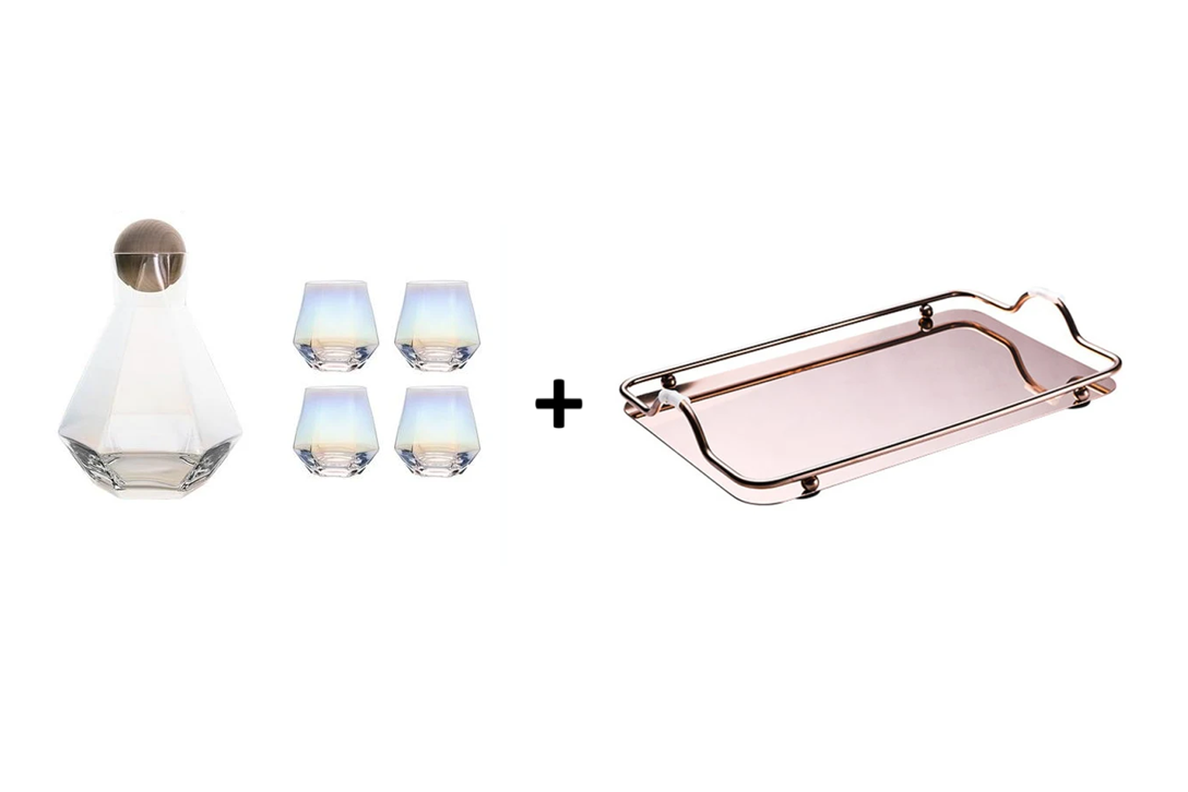 Kit 6 pcs - Jarra + Copos + Bandeja