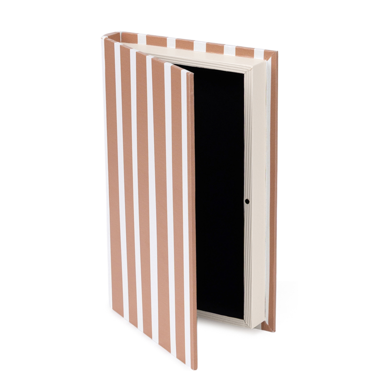 Kit Livros Caixa em mdf com revestimento em Pu Listras - 2pcs