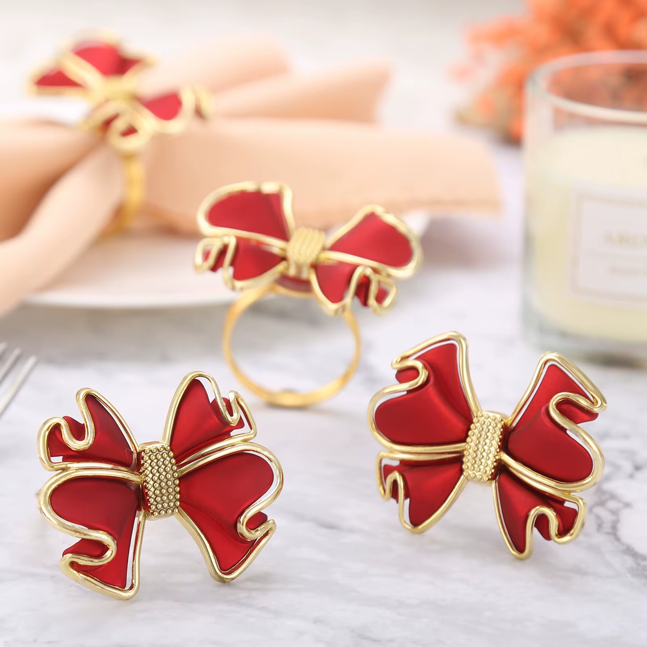 Porta guardanapos Laço de Natal - Jogo 06pcs