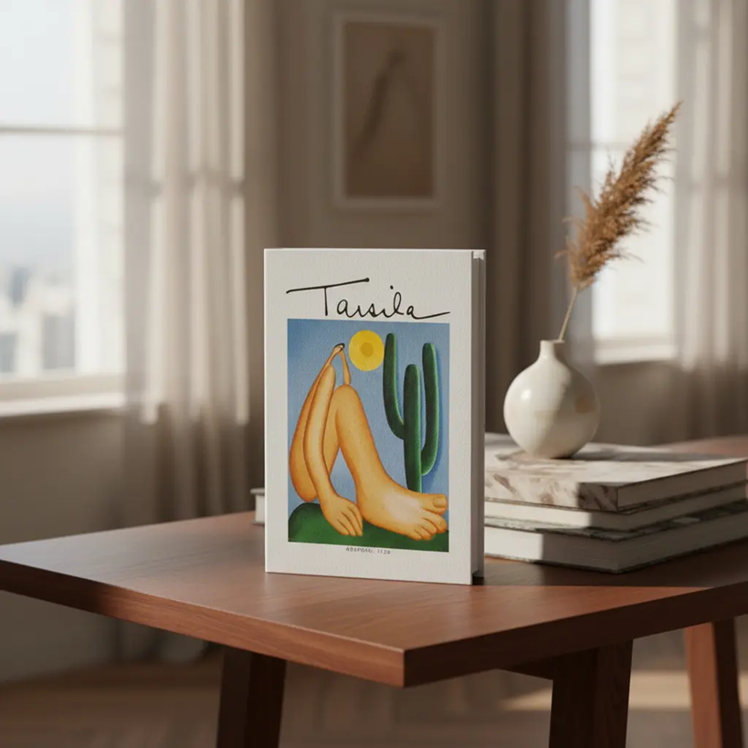 Livro caixa em mdf e canvas Tarsila - Abaporu